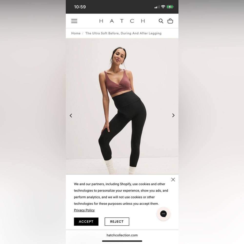 Hatch Ultimate Maternity Leggings in black, Size XS